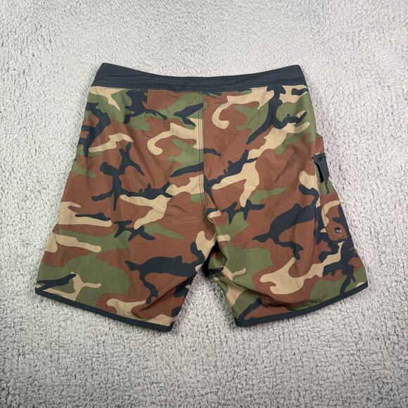 RVCA Camo Board Shorts Swim Trunks Mens 30 Camouflage Green Black Stretch - Picture 5 of 9